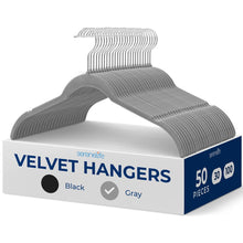 50-Pack Velvet Hangers, Space-Saving Non-Slip Design, Grey