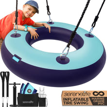 Inflatable Tire Swing 660lbs Capacity UV-Resistant 360° Swivel