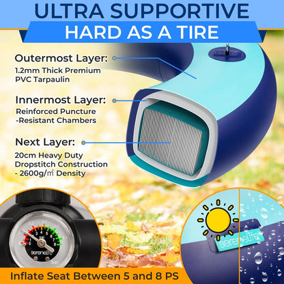 Inflatable Tire Swing 660lbs Capacity UV-Resistant 360¬∞ Swivel