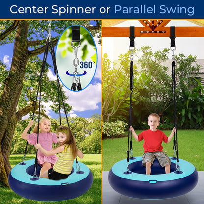 Inflatable Tire Swing 660lbs Capacity UV-Resistant 360¬∞ Swivel
