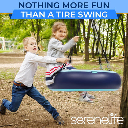 Inflatable Tire Swing 660lbs Capacity UV-Resistant 360¬∞ Swivel