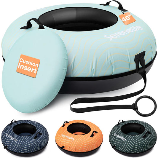 Serenelife 40'' Inflatable Snow Tube For Winter Sports – Durable, Easy-To-Inflate Snow Sled For Kids & Adults (Blue)