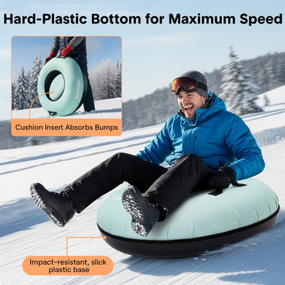 Serenelife 40'' Inflatable Snow Tube For Winter Sports – Durable, Easy-To-Inflate Snow Sled For Kids & Adults (Blue)