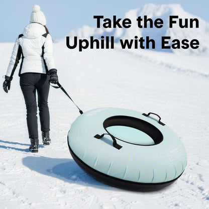 Serenelife 40'' Inflatable Snow Tube For Winter Sports – Durable, Easy-To-Inflate Snow Sled For Kids & Adults (Blue)
