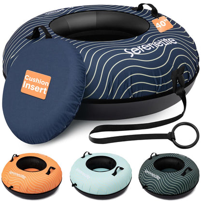 Serenelife 40'' Inflatable Snow Tube For Winter Sports – Durable, Easy-To-Inflate Snow Sled For Kids & Adults (Navy Blue)