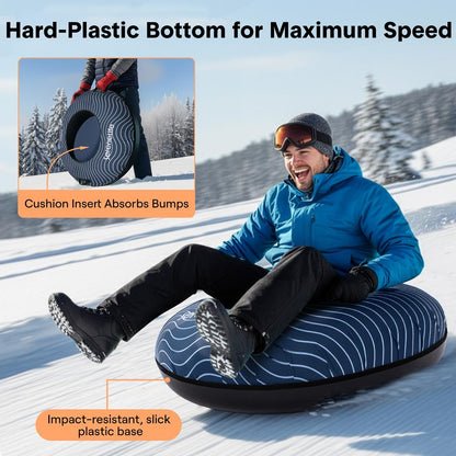 Serenelife 40'' Inflatable Snow Tube For Winter Sports – Durable, Easy-To-Inflate Snow Sled For Kids & Adults (Navy Blue)