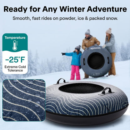 Serenelife 40'' Inflatable Snow Tube For Winter Sports – Durable, Easy-To-Inflate Snow Sled For Kids & Adults (Navy Blue)