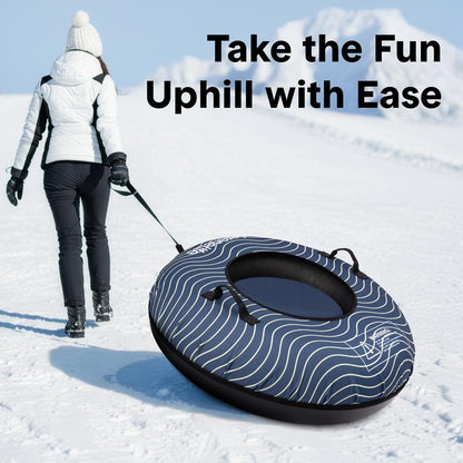 Serenelife 40'' Inflatable Snow Tube For Winter Sports – Durable, Easy-To-Inflate Snow Sled For Kids & Adults (Navy Blue)