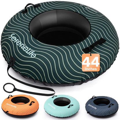 Serenelife 44'' Inflatable Snow Tube For Winter Sports – Durable, Easy-To-Inflate Snow Sled For Kids & Adults (Green)