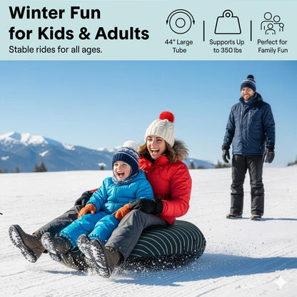 Serenelife 44'' Inflatable Snow Tube For Winter Sports – Durable, Easy-To-Inflate Snow Sled For Kids & Adults (Green)