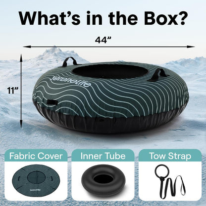 Serenelife 44'' Inflatable Snow Tube For Winter Sports – Durable, Easy-To-Inflate Snow Sled For Kids & Adults (Green)
