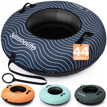 Serenelife 44'' Inflatable Snow Tube For Winter Sports – Durable, Easy-To-Inflate Snow Sled For Kids & Adults (Navy Blue)