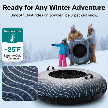 Serenelife 44'' Inflatable Snow Tube For Winter Sports – Durable, Easy-To-Inflate Snow Sled For Kids & Adults (Navy Blue)