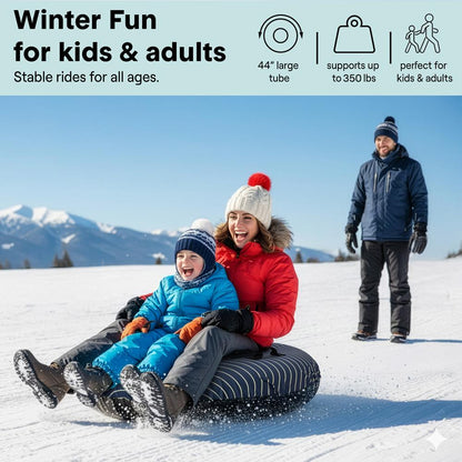 Serenelife 44'' Inflatable Snow Tube For Winter Sports – Durable, Easy-To-Inflate Snow Sled For Kids & Adults (Navy Blue)