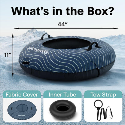 Serenelife 44'' Inflatable Snow Tube For Winter Sports – Durable, Easy-To-Inflate Snow Sled For Kids & Adults (Navy Blue)
