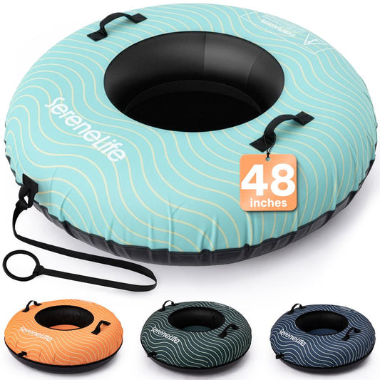 Serenelife 48'' Inflatable Snow Tube For Winter Sports – Durable, Easy-To-Inflate Snow Sled For Kids & Adults (Blue)