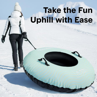 Serenelife 48'' Inflatable Snow Tube For Winter Sports – Durable, Easy-To-Inflate Snow Sled For Kids & Adults (Blue)