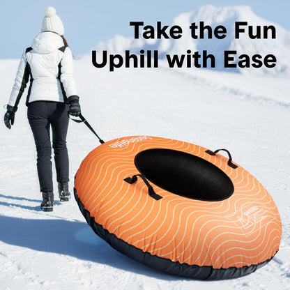 Serenelife 48'' Inflatable Snow Tube For Winter Sports – Durable, Easy-To-Inflate Snow Sled For Kids & Adults (Orange)