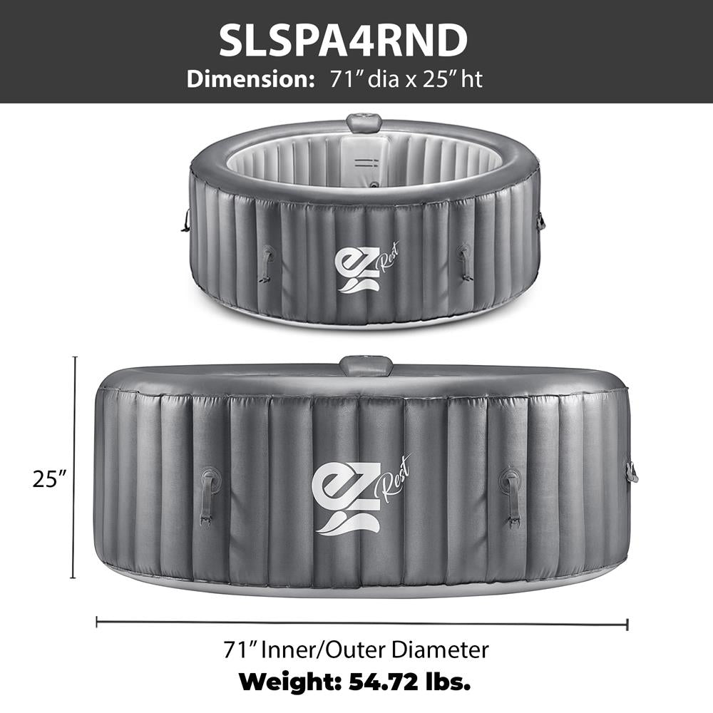 Portable 4-Person Hot Tub Spa, 100 Bubble Jets, LED Lights, Remote Control - Thumbnail 2