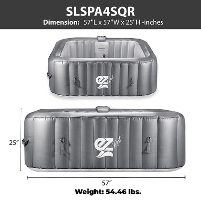 product image number 7 for SereneLife Square Inflatable Pool Spa With Light