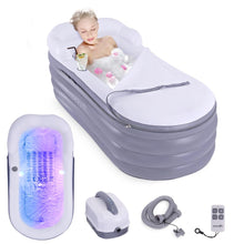 Inflatable Spa Bathtub with Bubble Massage Mat, Remote, Pillow, 66"x30"x26"