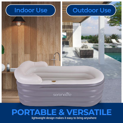 Inflatable Spa Bathtub with Bubble Massage Mat, Remote, Pillow, 66"x30"x26"