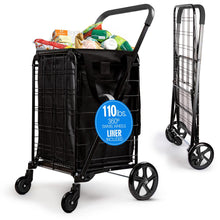Folding Utility Cart 110lb Capacity 360° Swivel Wheels Weatherproof