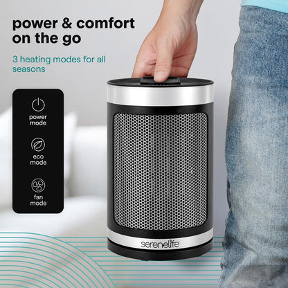 Portable Space Heater - Indoor Electric Heater With Thermostat, Remote, Digital Display, 12-Hour Timer, 3 Heating Modes, Fast & Safe Ptc Ceramic Heating For Home, Office, Bedroom (Black)