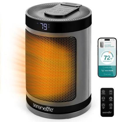 Indoor Electric Heater With Wi-Fi Function,Thermostat, Remote, Digital Display, 12H Timer (Gray)