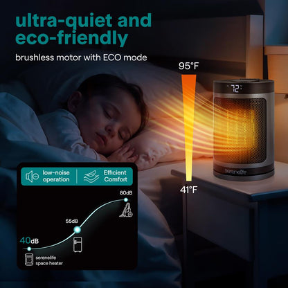 Indoor Electric Heater With Wi-Fi Function,Thermostat, Remote, Digital Display, 12H Timer (Gray)