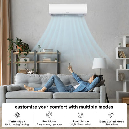12000 BTU Indoor and Outdoor Mini Split AC Unit Kit – 230V Smart Cooling & Heating Mini Split AC with WiFi