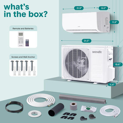 9000 BTU Indoor and Outdoor Mini Split AC Unit Kit – 230V Smart Cooling & Heating Mini Split AC with WiFi