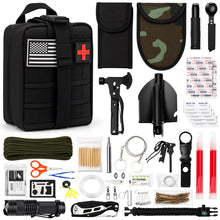 Serenelife Survival Toolkit - All-Purpose Outdoor Emergency Tools And Gear Set With Basic First Aid And Tactical Equipment (Black)