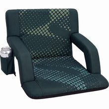 Serenelife 25” Foldable Stadium Chair With Backrest – 6 Adjustable Reclining Angles, Cup Holder, Padded Armrests, And Storage Pockets (Green)