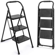 3-Step Folding Step Ladder With Wide Anti-Slip Pedal & Handrail – Sturdy Steel, Lightweight & Portable Step Stool For Home & Office Use (White)