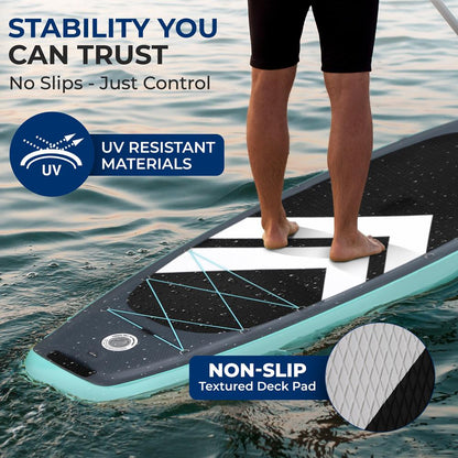 Inflatable Paddleboard, Stable Design, Non-Slip Deck, Gray