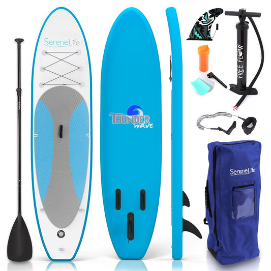 Inflatable Paddle Board - Stable Non-Slip Deck, PVC, 10' Blue