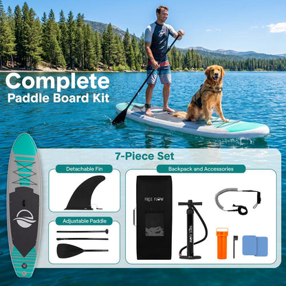 Inflatable Paddle Board, Stable Design, Non-Slip EVA Deck Pad, Teal