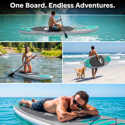 Inflatable Paddle Board, Stable Design, Non-Slip EVA Deck Pad, Teal
