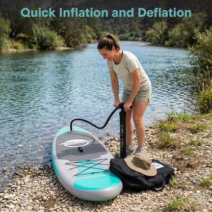 Inflatable Paddle Board, Stable Design, Non-Slip EVA Deck Pad, Teal
