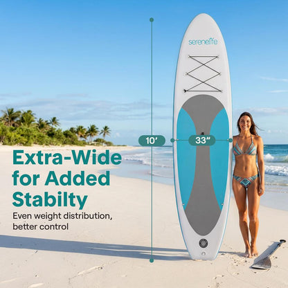 Inflatable Paddle Board, Stable Design, Non-Slip EVA Deck Pad, Blue