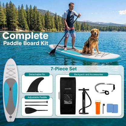 Inflatable Paddle Board, Stable Design, Non-Slip EVA Deck Pad, Blue