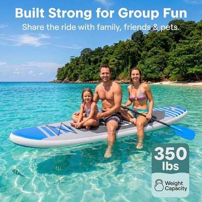 Inflatable Paddle Board - Stable Non-Slip Deck, 10'6", PVC, Blue