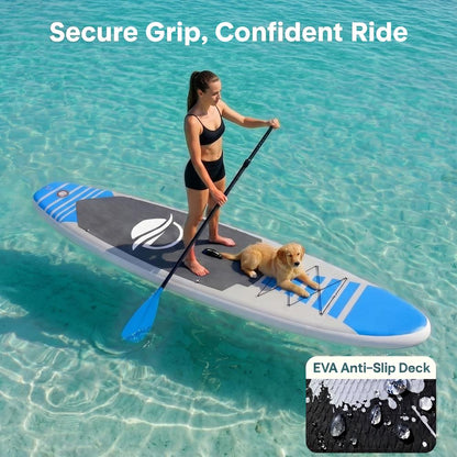 Inflatable Paddle Board - Stable Non-Slip Deck, 10'6", PVC, Blue