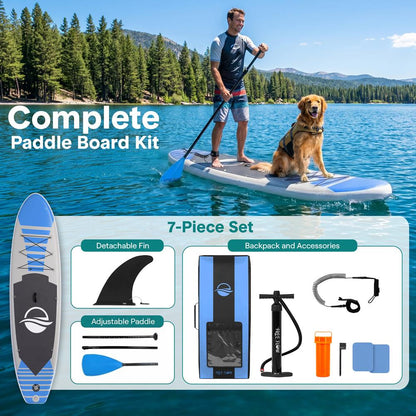 Inflatable Paddle Board - Stable Non-Slip Deck, 10'6", PVC, Blue