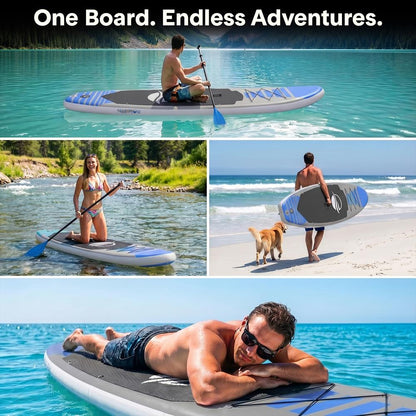 Inflatable Paddle Board - Stable Non-Slip Deck, 10'6", PVC, Blue