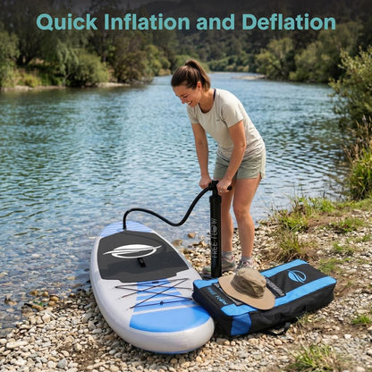 Inflatable Paddle Board - Stable Non-Slip Deck, 10'6", PVC, Blue