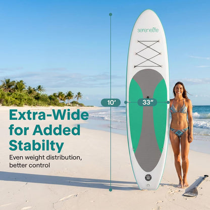Free-Flow Welded Inflatable Stand-Up Paddle-Board With Double-Action Hand Pump, 3-Shaft Aluminum Paddle, Leash, Fin, Repair Kit And Backpack (Black)