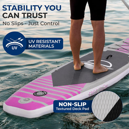 Inflatable Paddle Board - Stable Non-Slip Deck, 10'6", PVC, 350 lbs Capacity
