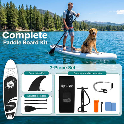 Inflatable Paddle Board, Stable Design, Non-Slip EVA Deck Pad, Black